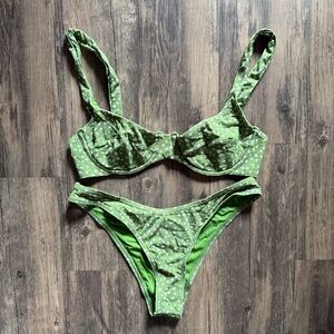 Thrills Green Floral Bikini Top